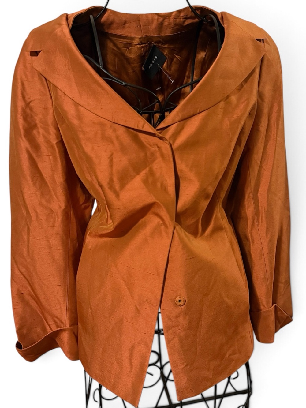 Akris Rust Orange Women’s Satin-Blend Jacket Size 14